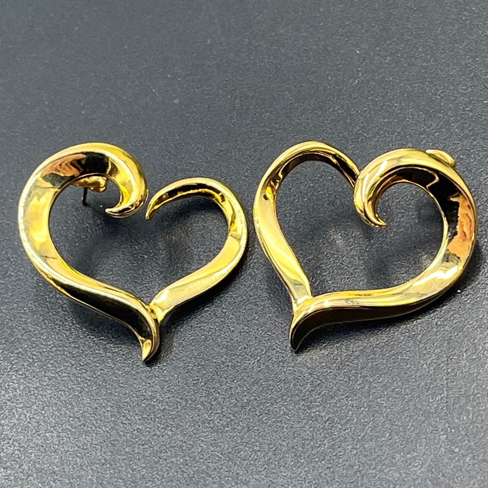 PAJ Sterling Silver Vermeil Organic‎ flowing Open Curvy Heart Earrings